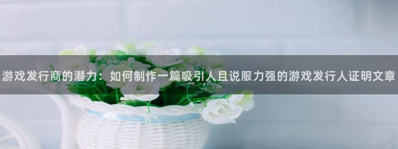 db电竞智邦(北京)品牌策划有限公司：游戏发行商的潜力：如何制作一篇吸引人且说服力强的游戏发行人证明文章